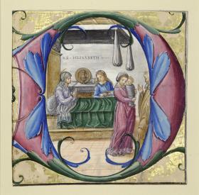 Initiale D mit Geburt des Johannes