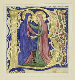 Initiale B mit der Heimsuchung Mariens