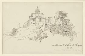 Perspektivische Ansicht des des Santuario della Madonna di S. Luca bei Bologna