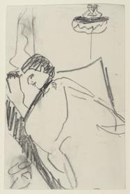 Schlafende Frau im Bett im Atelier