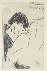 Schlafende Frau im Bett im Atelier