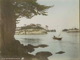 "Matsushima-Inlandsee/" Küste mit Segelboot