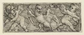 Ornament mit zwei Genien und einem Adler