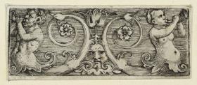 Ornament mit weiblichem und männlichem Triton
