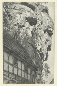 Umgebindehaus in Herrnskretschen vor Felsen