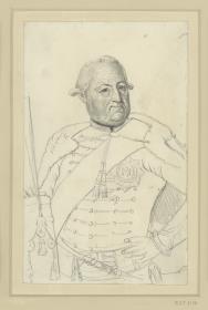 Wilhelm Sebastian von Belling, preußischer Generalleutnant, nach einem Gemälde, mit Notiz