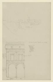 Urbino, Stadtansicht, Hof Palazzo Ducale, Aufriß der Hofwand