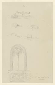 Urbino, Palazzo  Ducale, Fensterrahmung; Pozzo Villen, Stadtansicht