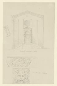 Urbino, Fassade von S. Domenico; Oranmentfries, Ornamentdetail Herzöglicher Palast