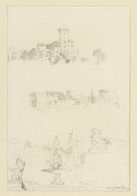 Florenz, Ansicht von Villen und Treppenanlagen bei Florenz