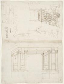 Aufriss und architektonische Details vom Triumphbogen des Septimius Severus am Forum Boarium