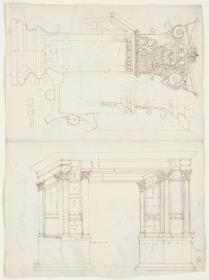 Aufriss und architektonische Details vom Triumphbogen des Septimius Severus am Forum Boarium