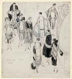 Frauen in Nachmittagsgarderobe und Abendgarderobe