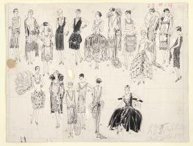 Presseball 1927: Frauen in Abendkleidern