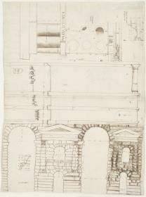Aufriss und architektonische Details der Porta Maggiore (Aqua Claudia und Vivarium bei S. Giovanni e Paolo)