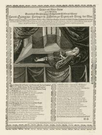 Herzog Georg von Schlesien auf dem Paradebett. Flugblatt