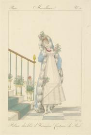 Incroyables et Merveilleuses: Tafel 12: pelisse doublée d'hermine, costume de bal