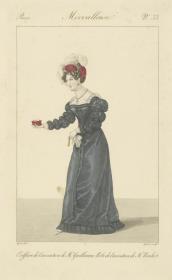 Incroyables et Merveilleuses: Tafel 33: coiffure de L'invention de M.r Guillaume, robe de l'invention