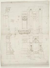 Architektonische Details von Michelangelos Grabmal von Julius dem II. in San Pietro in Vincoli