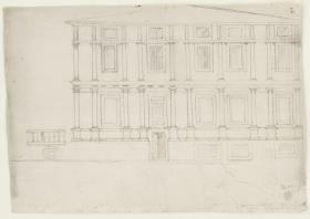 Fassadenaufriss der Villa Lante auf dem Gianicolo