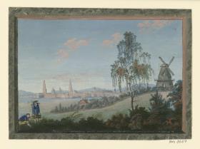 Potsdam beim Sonnenaufgang, Ansicht von Babelsberg Richtung Nowawes