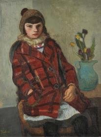 Mädchen mit kariertem Mantel
