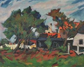 Landschaft mit Häusern