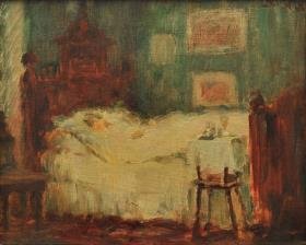 Interieur (Krankes Mädchen)
Verso: Knabenporträt