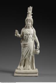 Kultstatue der Isis-Demeter mit Schlange und Cista