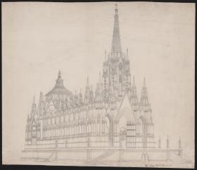 Berlin. Entwurf zu einem Dom als Denkmal für die Befreiungskriege (Befreiungsdom). Perspektivische Ansicht