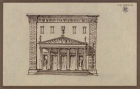 Fassade mit Säulenportikus, Aufriss