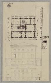 Entwürfe zu einem Palast mit Pergolen. Grundriss und Ansichten