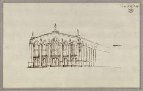 Entwurf für eine Domfassade. Perspektivische Ansicht / Mailand. Entwurf zur Vollendung der Fassade des Domes (?)