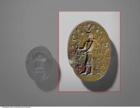 Gemme mit Darstellung der Götter Gabriel-Sabaoth und Anubis