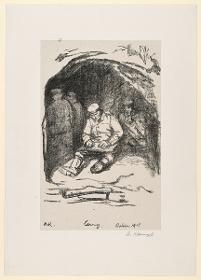 Feldzug 1914/17 Soldat im Unterstand, Cerny Ostern 1915