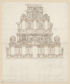 Festdekoration für den Einzug der Königin von Schweden am Palazzo Farnese in Rom am 26.12.1655