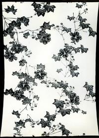 型紙 katagami: Motiv Blattwerk und Blüten