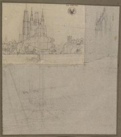 Studien zum Gemälde "Gotischer Dom am Wasser"