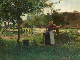 Mädchen am Ziehbrunnen