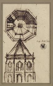 Achteckiger Zentralbau. Grundriss und Ansicht