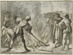 Luther verbrennt die Bannbulle zu Wittenberg