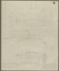 Berlin, Charlottenburg. Zwei Studien zum Landhaus des Seidenfabrikanten George Abraham Gabain / Studie zum Gemälde "Das Landhaus Gabain"