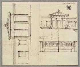 Potsdam-Sanssouci. Schloss Charlottenhof. Vorderansicht der Exedra und Terrassenportikus