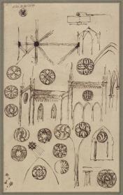Berlin. Petrikirche. Plan zum Wiederaufbau im gotischen Stil. Zwei Aufrisse