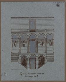 Köstritz. Schloss. Vestibül mit Treppenanlage. Schnitt