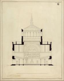 Berlin, Oranienburger Vorstadt. Entwurf zu einer Kirche (Vorstadtkirche Typ 5, "Kirche in Kreuzform"). Querschnitt