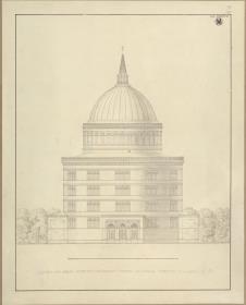 Berlin, Oranienburger Vorstadt. Entwurf zu einer Kirche (Vorstadtkirche Typ 4, "Kirche im Kreisrund"). Ansicht