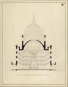 Berlin, Oranienburger Vorstadt. Entwurf zu einer Kirche (Vorstadtkirche Typ 4, "Kirche im Kreisrund"). Querschnitt