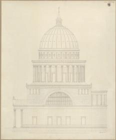 Potsdam. Nikolaikirche. Seitenansicht des Ausführungsentwurfs