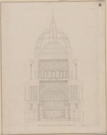 Potsdam. Nikolaikirche. Querschnitt des Ausführungsentwurfs
